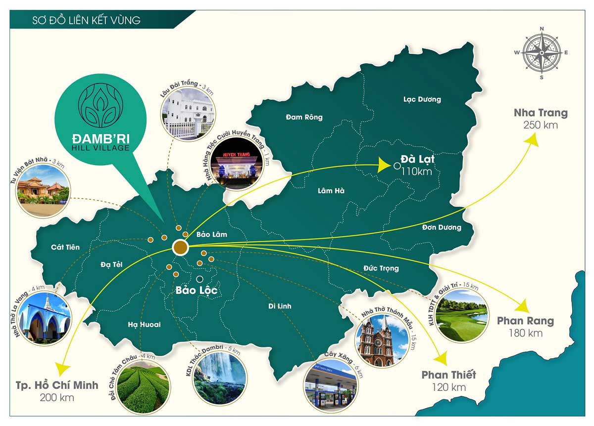 Vị trí liên kết vùng Dự án Đambri Hill Village Vị trí liên kết vùng Dự án Đambri Hill Village